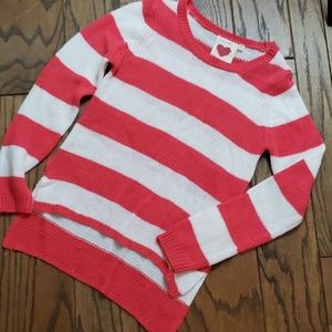 Derek Heart Pink/White striped Hi/Low Sweater